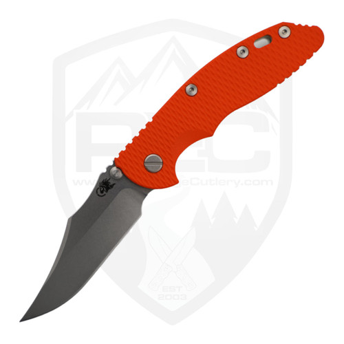 Hinderer Knives XM-18 Bowie Non-Flipper, Bead Blast Green Titanium, Orange G10, Stonewash Magnacut