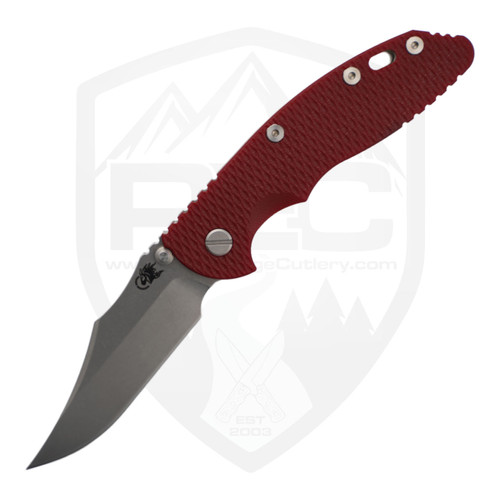 Hinderer Knives XM-18 Bowie Non-Flipper, Bead Blast Bronze Titanium, Red G10, Stonewash Magnacut