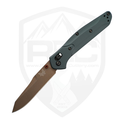 Benchmade Osborne, Taiga Green Aluminum,  FDE PVD Battlewash S90V - 940FE-2601