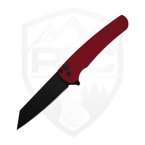 ProTech Malibu Button Lock Flipper, Red Aluminum, Reverse Tanto DLC Magnacut - 5403-Red