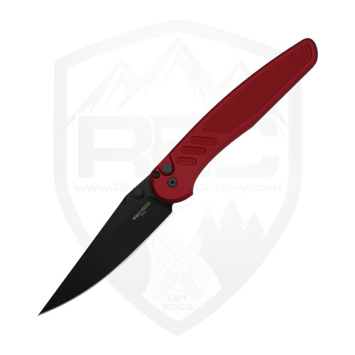 Protech Avalon, Knurled Red Aluminum, DLC Magnacut - PN1103-Red