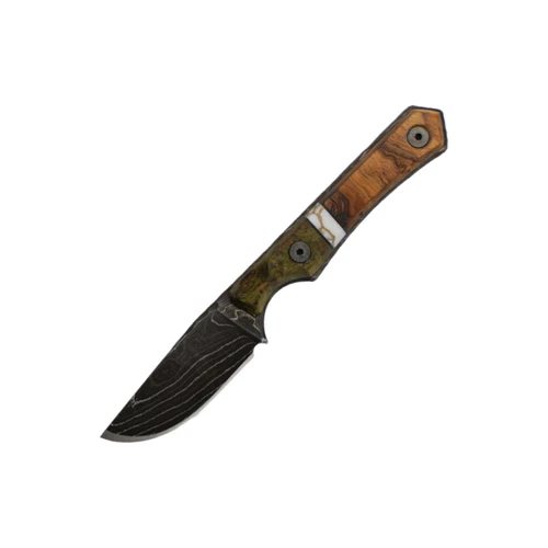 Lex Rex Custom Mini Goblin, Wood and White Truestone Handle, Alabama Damascus