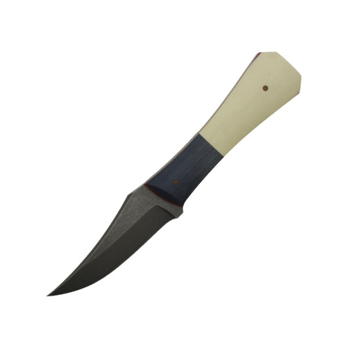 Aux Mfg Custom Pocket Bowie XL, Linen Micarta and Ivory G10 Handle, Acid Wash AEB-L
