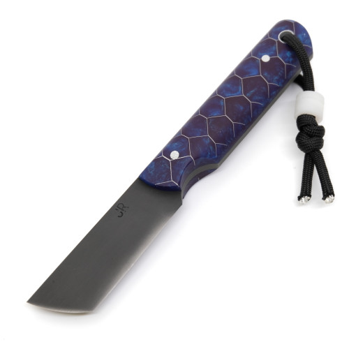 Joey Roman Tanto 1095 Acid Wash Blue Honeycomb Resin Kydex Sheath w/ Clip