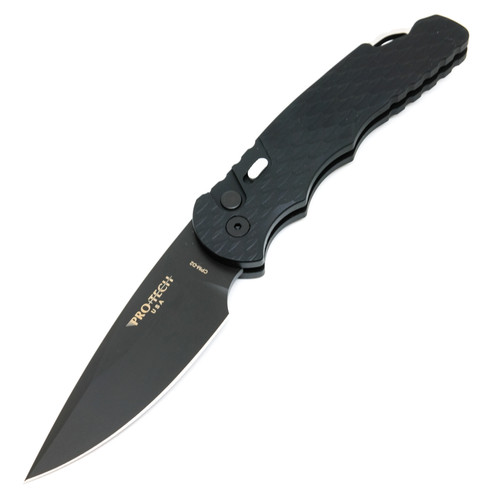 Pro-Tech Tactical Response 4 - Black Feathered Texture Handle - Black DLC Blade - TR-4 F-3