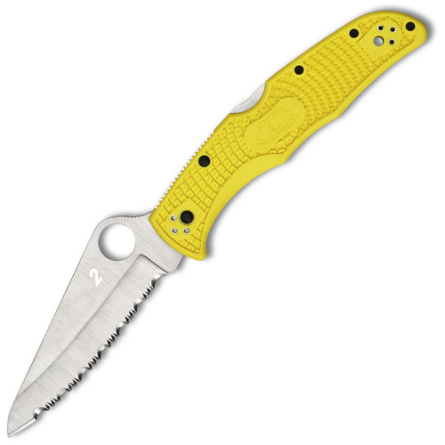 Spyderco Pacific Salt 2, Yellow FRN / Satin H2 , Serrated - C91SYL2
