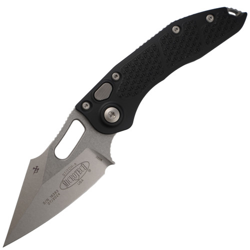 Microtech Stitch Auto Black Aluminum, Stonewash M390 - 169-10