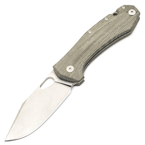 GiantMouse ACE Grand, Green Micarta / Stonewash ELMAX