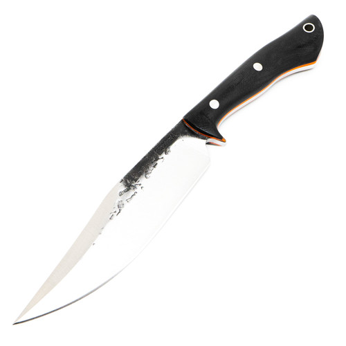 Lon Humphrey Custom Knives - Hickok Bowie Black Micarta/Orange G10 Liners, 52100 Forged