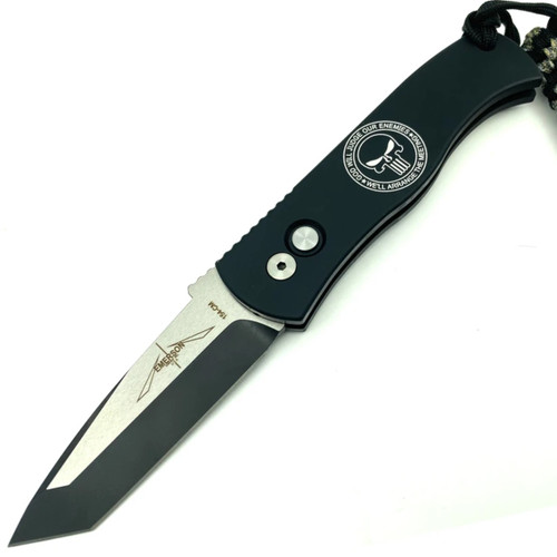 Pro-Tech Punisher Emerson CQC7 -  Black Handle Punisher Logo - 2 Tone Blade - E7T3-Punisher