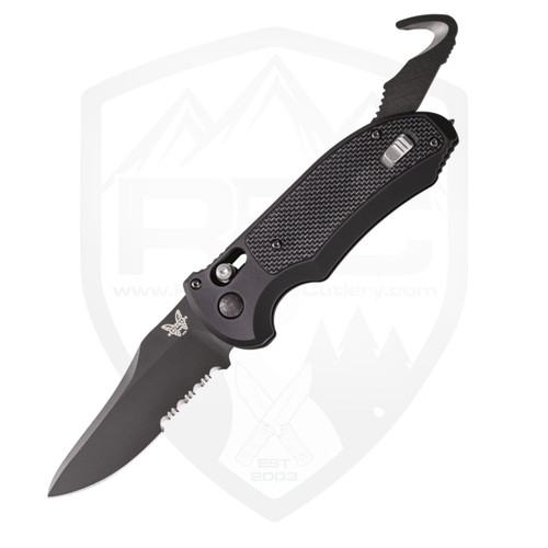 Benchmade Auto Triage Black Aluminum, Partial Serration Black N680 - 9170SBK