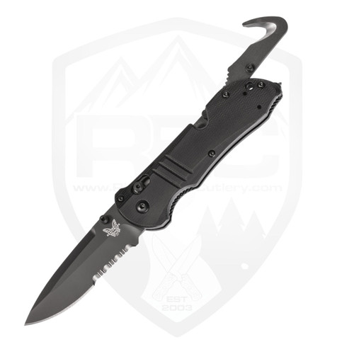 Benchmade Triage Black G-10, Partial Serration Black S30V - 917SBK