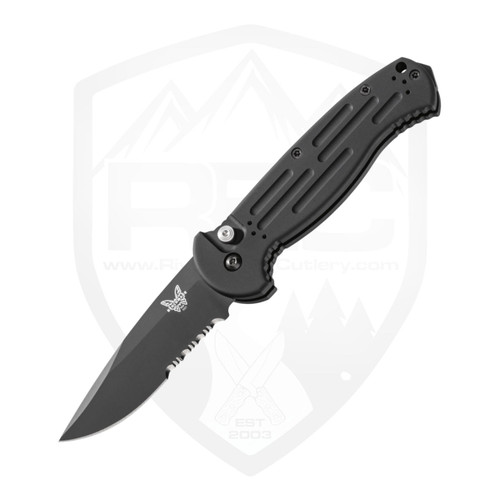 Benchmade AFO II Black Aluminum, Partial Serration Black 154CM - 9051SBK