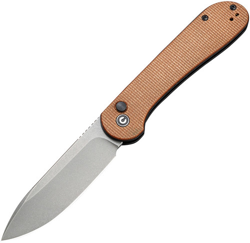 Civivi Button Lock Elementum - Brown Micarta / Gray Stonewash 14C28N - C2103D