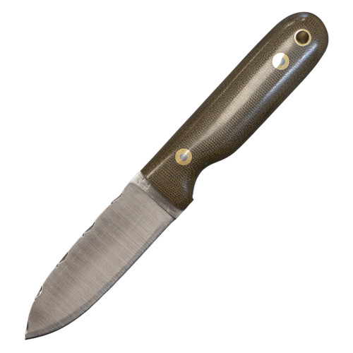 LT Wright Bushcrafter Dark Green Polished Micarta/White Liners A2 Flat Grind w/ File Work