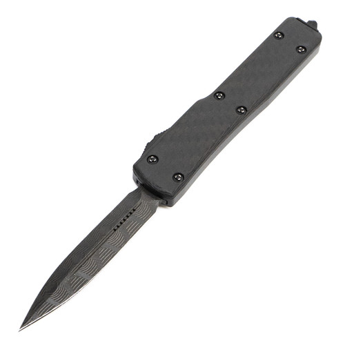 Microtech 147-16CFS UTX-70 Signature Series D/E Carbon Fiber Top / Damascus & Ringed Hardware