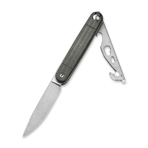 Civivi Crit - Green Micarta / Stonewashed Nitro-V Blade w/ 9Cr18MoV Multi Tool - C20014F-3