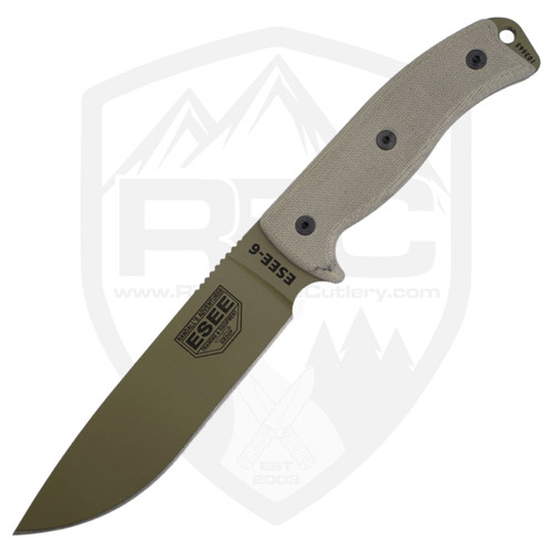 ESEE Model 6 OD Green Micarta, Dark Earth 1095HC - 6PDE ESEE Model 6 OD Green Micarta, Dark Earth 1095HC - 6PDE