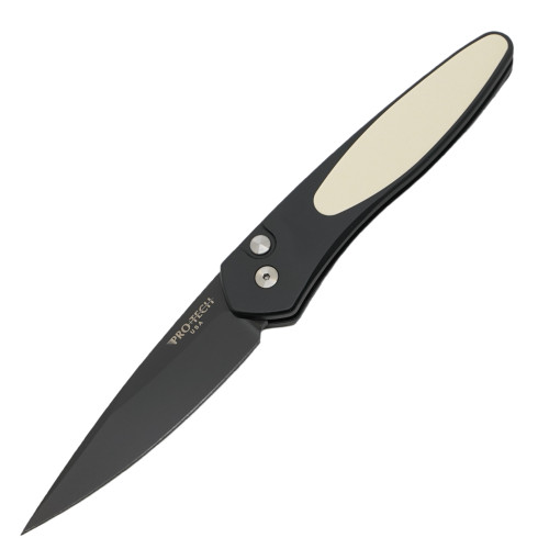 ProTech Newport Tuxedo - Black Aluminum, Ivory Micarta / DLC CPM-S35VN - 3452