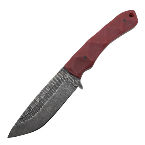 Stroup Knives GP2, Red G-10 / Acid Wash 1095