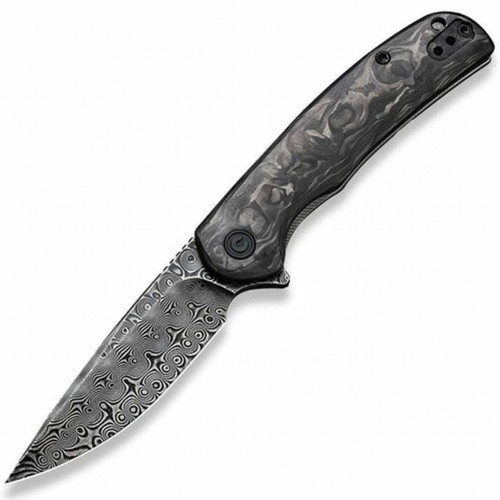 CIVIVI NOx Contoured Carbon Fiber With Gray Steel Handle, Black Hand Rubbed Damascus - C2110DS-1