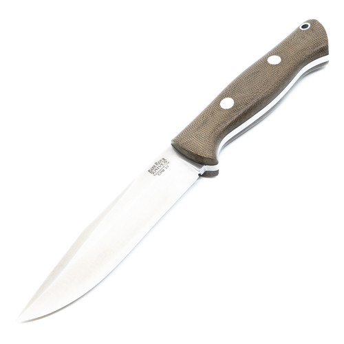 Bark River Bravo Clip Point, Green Canvas Micarta / 3V - BRBCLP124