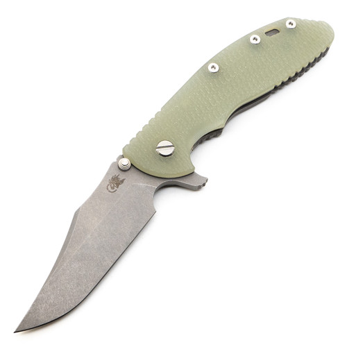 Rick Hinderer Knives XM-24 Bowie 4.0" Working Finish Frame, Translucent G10, WF CPM 20CV