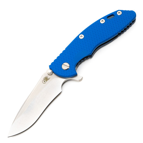 Hinderer Knives XM-18 3.5" Gen 6 Recurve Tri-Way, Blue Stonewash Titanium Lockside, Blue G10 Scale, Stonewash CPM 20CV