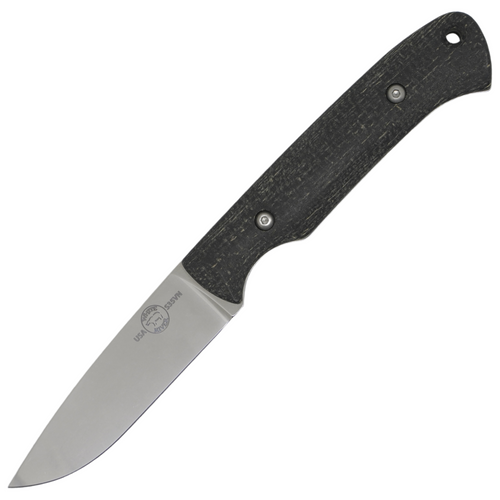 White River Hunter, Black Burlap Micarta / Stonewash CPM-35VN
