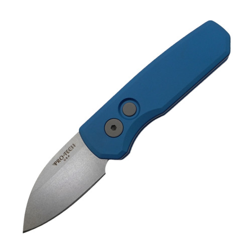 Pro-Tech Runt 5 Wharncliffe - Blue Aluminum / Stonewash CPM-20CV - R5101-Blue