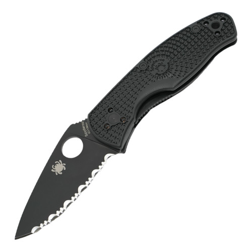 Spyderco Persistence Lightweight, Black FRN / Black Oxide 8Cr13MoV, Serrated - C136SBBK