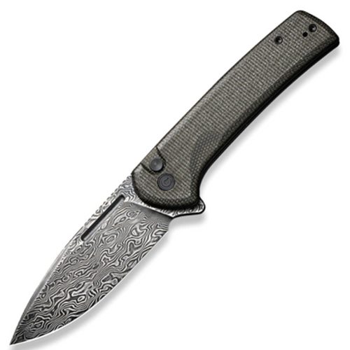 Civivi Conspirator, Dark Green Canvas Micarta, Damascus -  C21006DS-1