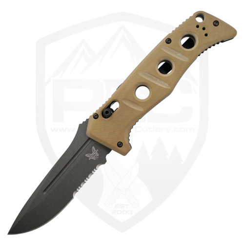Benchmade Auto Adamas Tan G-10, Partial Serration Gray CruWear - 2750SGY-3