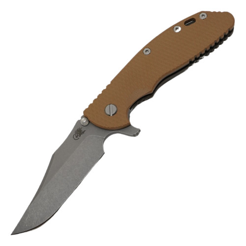 Rick Hinderer Knives XM-24 Bowie Tri-Way, Working Finish CPM-20CV, Battle Bronze Frame, Coyote G10