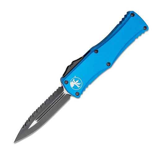 Microtech Hera Double Edge, Blue Aluminum / Black M390, Fully Serrated - 702-3BL