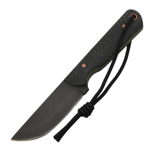 Joey Roman Knives Str8, Black Burlap Micarta / Zombie Green Liners