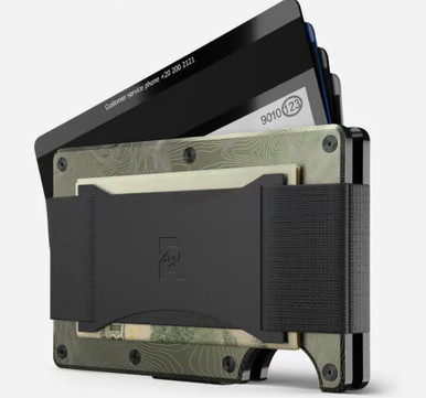 Ridge Wallet Aluminum, Topographic Mount Rainier, Cash Strap & Clip