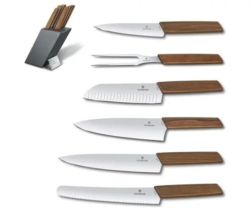 Victorinox Swiss Modern Block Set 6pc Walnut