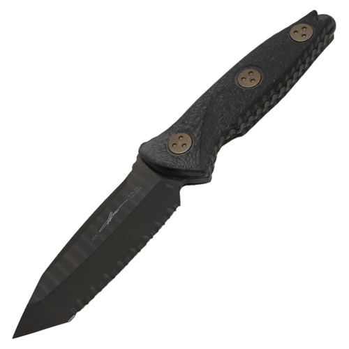 Microtech SOCOM Alpha Mini Tanto Signature Series, Carbon Fiber / DLC M390, Fully Serrated - 114M-3DLCCFS Microtech SOCOM Alpha Mini Tanto Signature Series, Carbon Fiber / DLC M390, Fully Serrated - 114M-3DLCCFS
