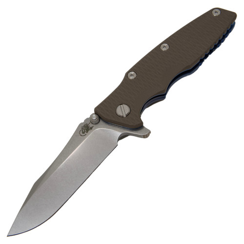 Rick Hinderer Knives Eklipse 3.5" Spear Point, Stonewash Blue / FDE G10 / Stonewash S45VN