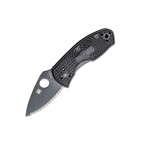 Spyderco Ambitious Lightweight, Black FRN / Black Oxide 8Cr13MoV, Serrated - C148SBBK