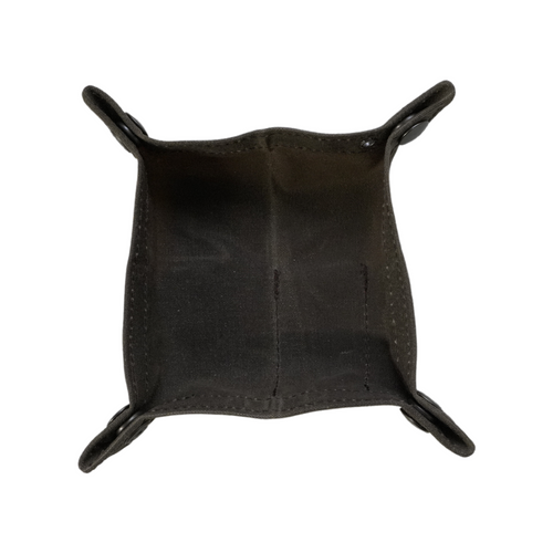 PNW Bushcraft EDC Waxed Canvas Travel Tray 2.0, Brown w/ Green Accents