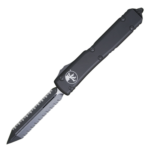 Microtech Ultratech Spartan Tactical, Black Aluminum / Black M390, Double Fully Serrated - 223-D3T