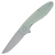 ABW~American Blade Works Model 1 (V6) Frame Lock knife, Jade G10 / Stonewash CPM 20CV, show side, open folding knife