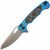 Dead Reckon Knives Ridgeback Modified Turquoise Aluminum Black Camo Carbon Inlay, Stonewash MagnaCut
