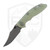 Hinderer Knives XM-18 Bowie Non-Flipper, Bead Blast Blue Titanium, Translucent Green G10, Stonewash Magnacut