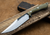 Lon Humphrey Custom Knives - Hickok Bowie Green Micarta/White & Blue G10 Liners, 52100 Forged