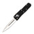 Microtech UTX-85 Double Edge, Black Aluminum / Stonewash M390, Fully Serrated - 232-12