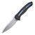 WE Knife 2001E Kitefin, Black Titanium w/ Blue Stripe / Polished Bead Blast CPM S35VN