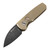 Pro-Tech Runt 5, Ladder Damascus Wharncliffe, Stonewashed Bronze Textured Alu Handles, Mosaic Button- R5111-D